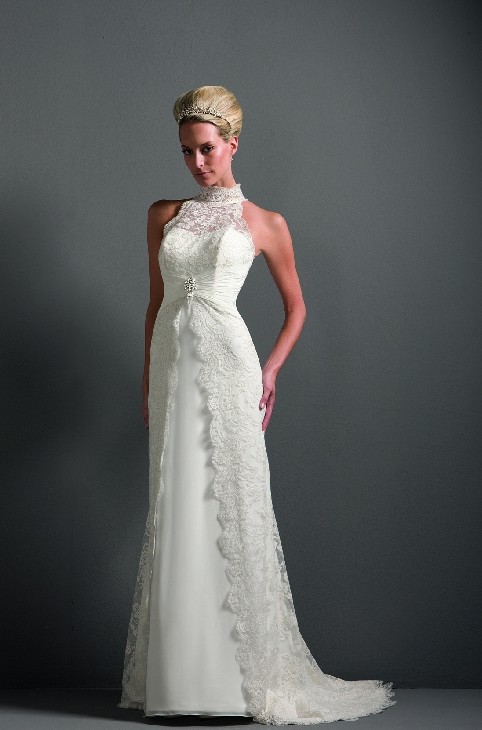 Orifashion HandmadeModest High Collar Lace Wedding Dress BO071